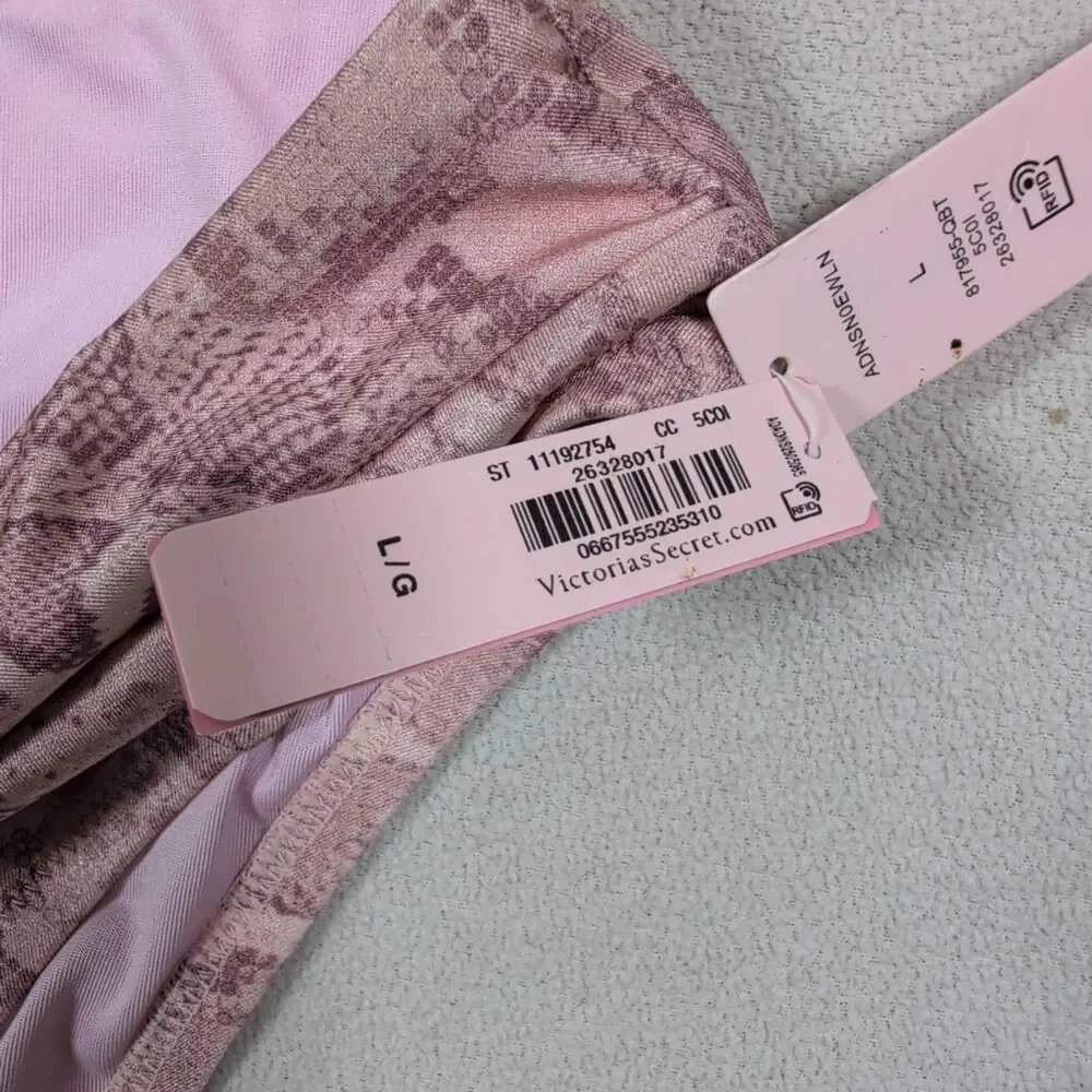 NEW NWT Victorias Secret Bikini Bottoms L High Leg Cheeky Snake Print QBT Pink